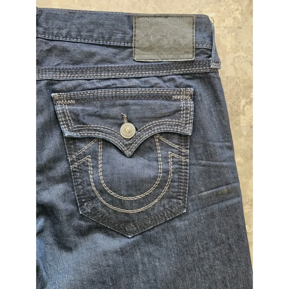 True Religion Ricky Big QT Jeans Men's 40 Medium Blue Thick Stitch Made in USA